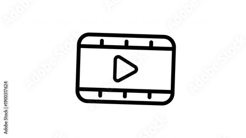 Video play button centered on white background suitable for website banners, social media posts, video editing tutorials, online streaming platforms.