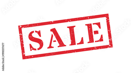 red outline grunge rectangular stamp with sale text for minimal promotional design and retail marketing