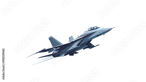 Pixel art fighter jet in flight blue and grey tones white background
