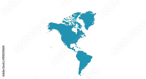 A blue silhouette map showing the continents of North and South America on a plain white background.