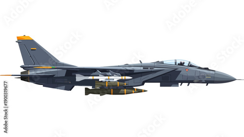 Pixel art side profile of a gray fighter jet with missiles
