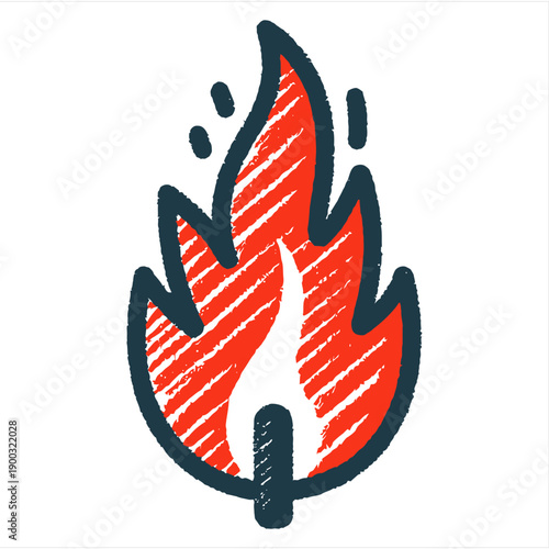 Vector fire icon illustration with a dragon and eagle style silhouette symbol in red design for logo and art pattern