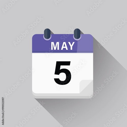 modern may fifth calendar icon showing specific month day for digital agenda and event reminders
