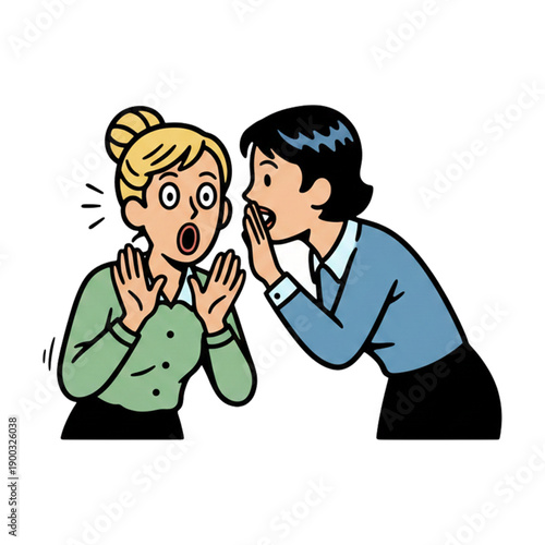 a woman's expression hearing her friend's whisper.