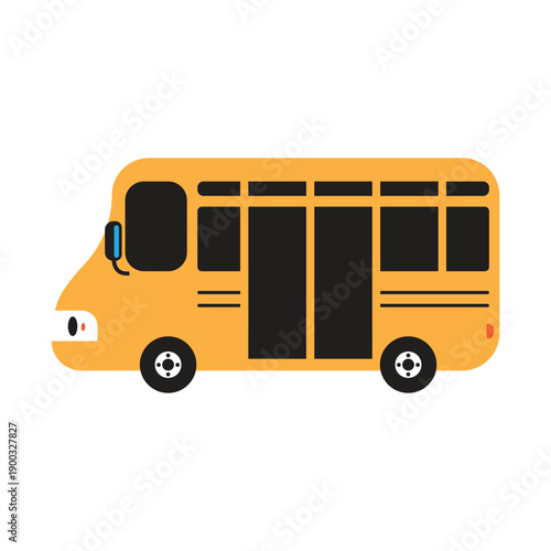 Cute school bus flat design cartoon illustration