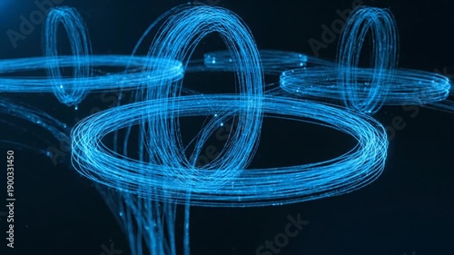 Blue Neon Light Trails in Motion.