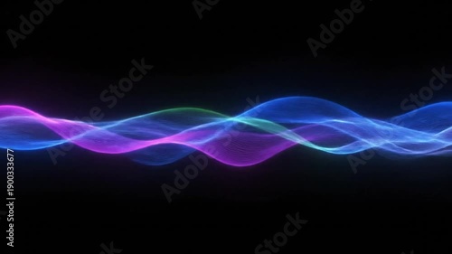Vibrant Neon Waves on Dark Background.
