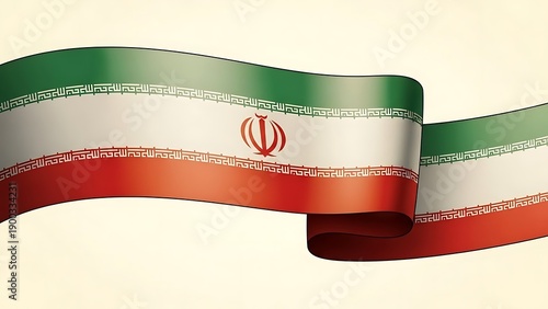 Iran flag waving with green white and red colors
