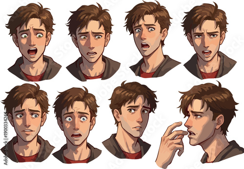 Pixel Art Man Expressions Portrait Set