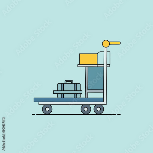 Luggage cart with suitcases, travel and transport concept