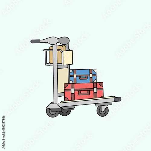 Luggage Cart with Suitcases