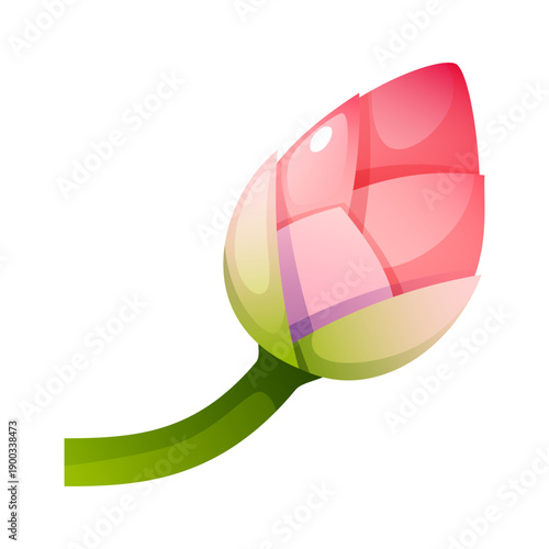 Lotus bud, delicate pink lotus flower with unopened petals, water lily, plant. For creating banners and flyers on the theme of the East, yoga and meditation, weddings, icons and logos.