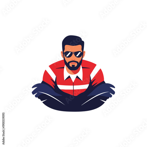 Man Wearing Sunglasses and Red Shirt.