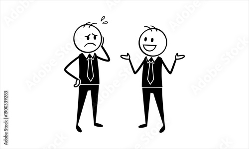 Stick Figure Conversation One Happy, One Confused Stick Figure