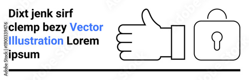 Cybersecurity, data privacy, online approval, encryption, secure access, authentication. A thumbs-up icon beside a lock symbol. Cybersecurity and data privacy visual