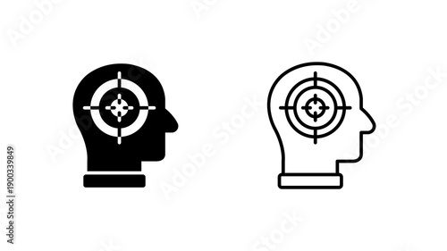 Head Target Focus Icon Outline Glyph Style Strategy Concept