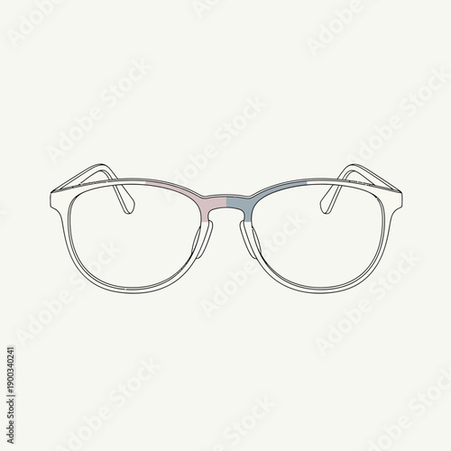 Minimalist Eyeglasses Outline with Color Accents
