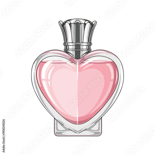 Pink Perfume Bottle Heart Shaped Container.