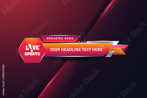 Live stream breaking news headline futuristic colorful gradient tv screen lower third sports banners template