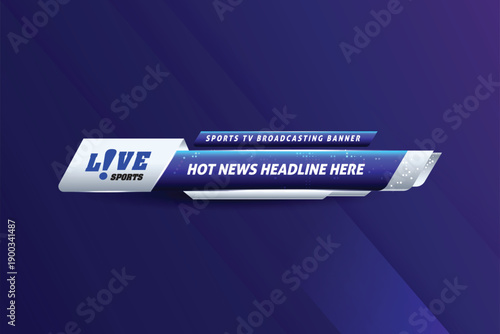 Live tv stream news breaking headline lower third with futuristic elegant blue gradient sports games banners template