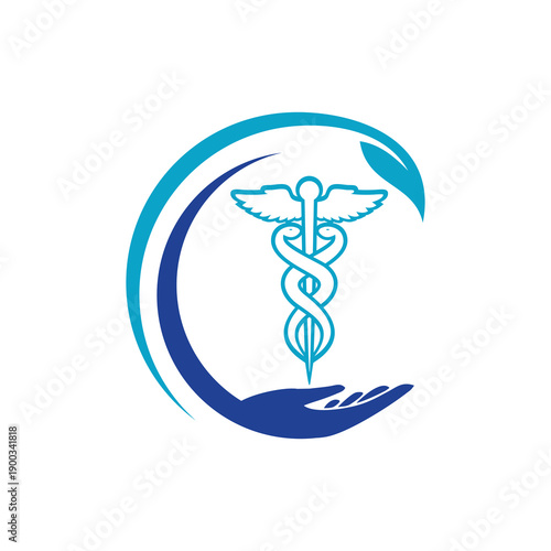 Medical Caduceus Symbol with Hand Logo.