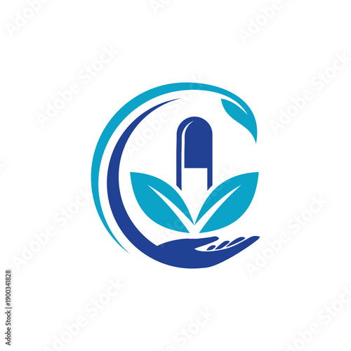 Medical Logo with Pill and Leaves.