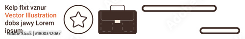 Business tools, corporate branding, professional services, rating systems, organizational concepts, digital assets. Briefcase icon, star rating and placeholder text. Business tools and corporate