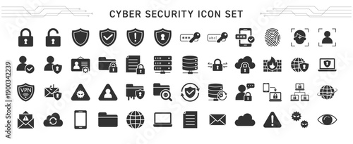 サイバーセキュリティの塗りアイコンセット｜ネットワーク・情報保護