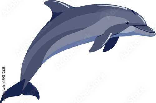 Blue Dolphin Leaping Underwater Scene Vector Minimal Illustration