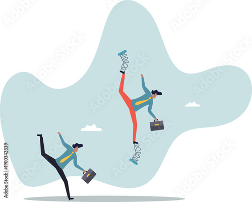 A competition between two business people, one of whom has an accelerating advantage.