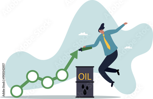 A graph of rising oil prices. An analyst draws a graph with a marker.