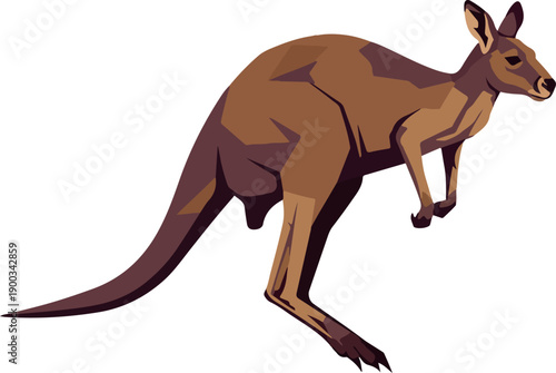 Brown Kangaroo Vector Isolated Object Flat Design Brown Tones