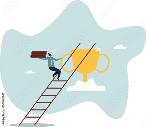 Building a ladder to leadership and success, the concept of a businessman's path.