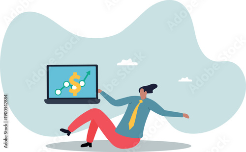 The analyst sits at the monitor and looks at the chart.