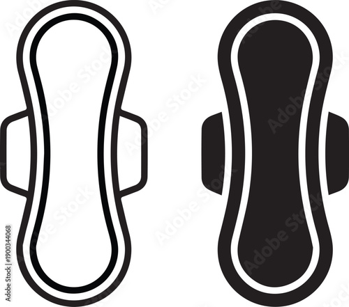 Sanitary Pad Outline and Solid Icon Set.
