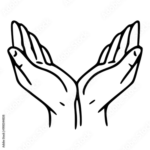 human hands together in prayer line drawing