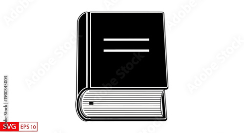 Silhouette of a closed book with a thick spine isolated on white
