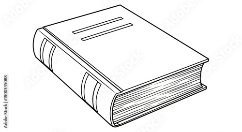 llustration of a closed book with a thick spine and two horizontal lines on the cover design icon
