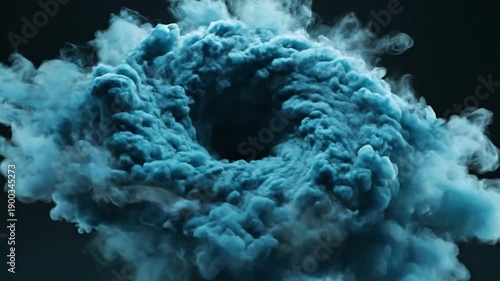 Abstract blue cloud formation against dark background
