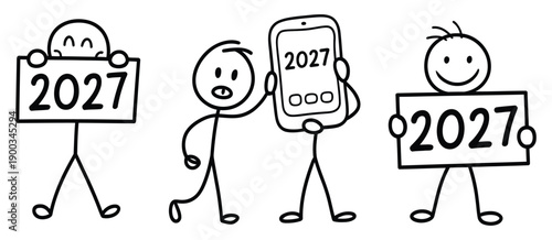 hand-drawn 2027 business forecasting doodle illustration.