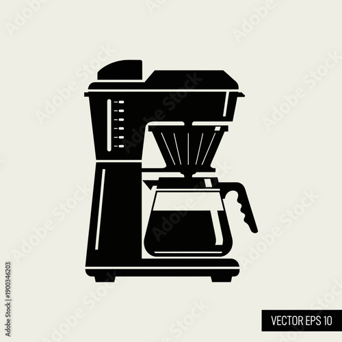 Black coffee maker icon on a light background