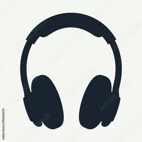 Dark blue headphones icon on light background