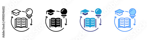 Learning icon set multiple style collection