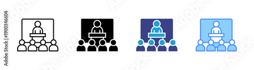 Conference icon set multiple style collection