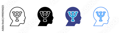 Psychology icon set multiple style collection