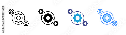 Process icon set multiple style collection