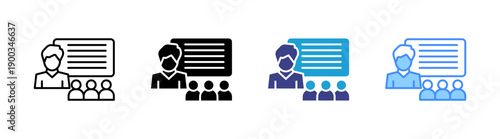 Coaching icon set multiple style collection