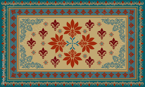 Damask rug pattern, carpet design. rug pattern Boho tribal texture,carpet pattern floral.motif,grometric. Rug design elegance, decor living dining room,bedroom. Woven carpet illustration.damask floral