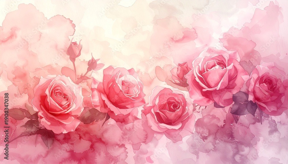 Naklejka premium Soft pink roses in watercolor style for elegant designs