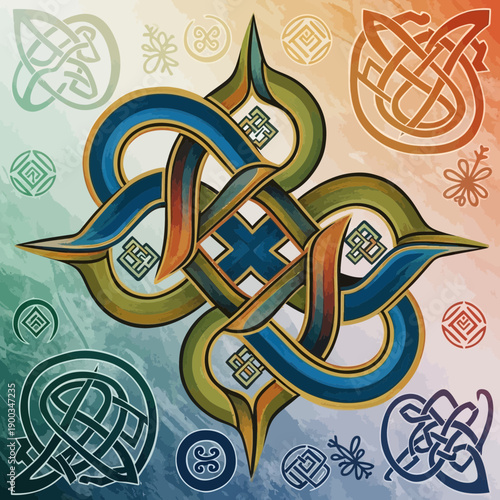 Intricate Celtic Knotwork Design with Textured Background